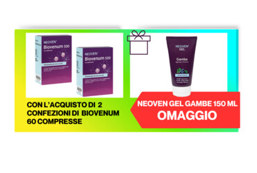 Con 2 BIOVENUM 60 COMPRESSE, ricevi GEL GAMBE NEOVEN IN OMAGGIO!